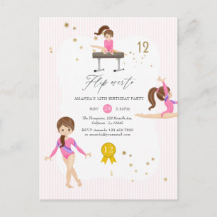 Rosa und Gold Turnen 12. Geburtstagsfeier Postkarte