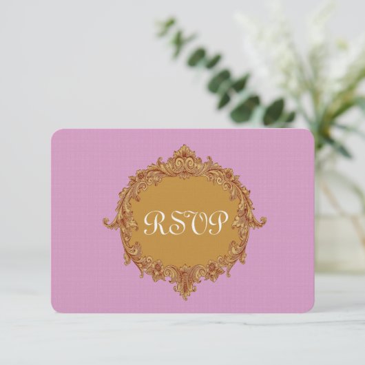 Rosa und Gold UAWG Wedding Response Card RSVP Karte (Stehend Vorderseite)