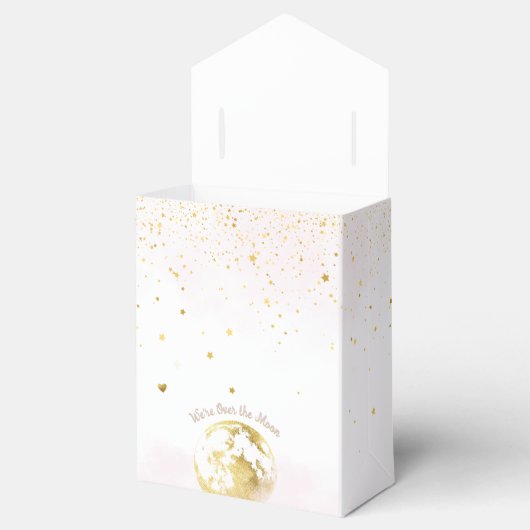 Rosa und Gold über der Mond Babydusche Geschenkschachtel (Geöffnet)