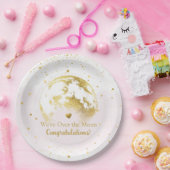 Rosa und Gold über der Mond Babydusche Pappteller (Party)