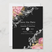 Rosa und Gold und Silberblumen Diamant Wedding SA Save The Date (Rückseite)