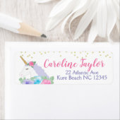 Rosa und Gold Unicorn Babydusche - Adressetikett (Insitu)