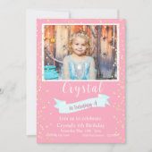 Rosa und Gold - Vierter Geburtstag Foto Einladung (Vorderseite)