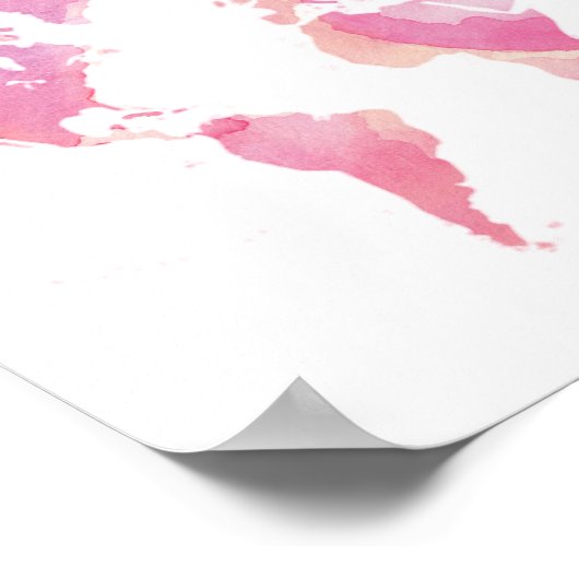 Rosa und Gold Watercolor Weltkarte Poster (Ecke)