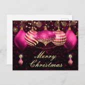 Rosa und Gold Weihnachtsbaumschmuck Feiertagspostkarte (Vorne/Hinten)