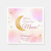 Rosa und Gold Wir sind über der Mond Girl Baby Dus Serviette (Vorderseite)