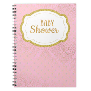 Rosa und GoldBabyparty-Gast-Buch-Notizbuch Notizblock