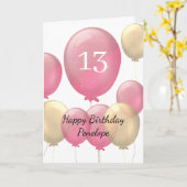Rosa und Goldballons 13. Geburtstag Karte (Gelbe Blume)