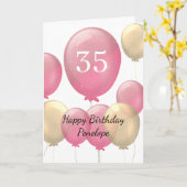 Rosa und Goldballons 35. Geburtstag Karte (Gelbe Blume)