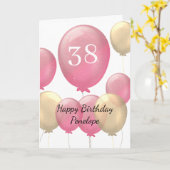Rosa und Goldballons 38. Geburtstag Karte (Gelbe Blume)