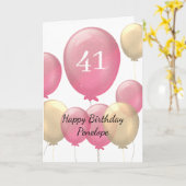 Rosa und Goldballons 41. Geburtstag Karte (Gelbe Blume)