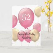 Rosa und Goldballons 52. Geburtstag Karte (Gelbe Blume)
