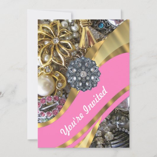 Rosa und Goldbarsch Einladung (Vorderseite)