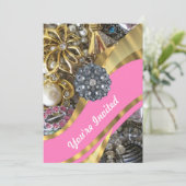 Rosa und Goldbarsch Einladung (Stehend Vorderseite)