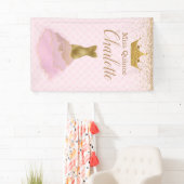 Rosa und Goldbezaubernde KleidQuinceañera Fahne Banner (Insitu)