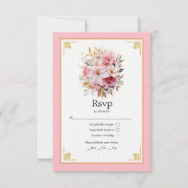 Rosa- und Goldblumenhochzeit RSVP Karte