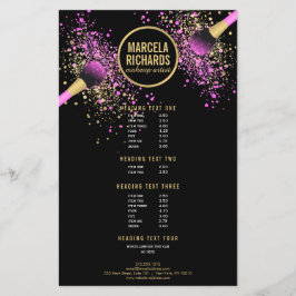 Rosa und goldblütige Confetti Makeup Artist Flyer