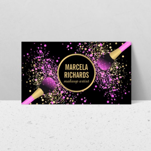 Rosa und goldblütige Konfetti Makeup Artist Visitenkarte