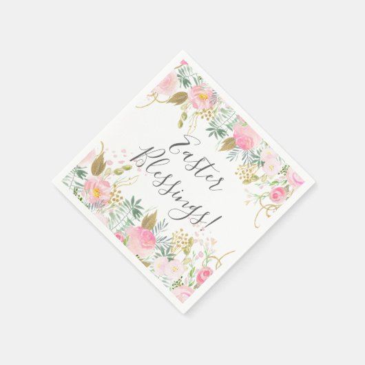 Rosa und goldblütige Ostern Serviette (Ecke)