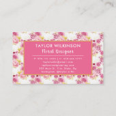 Rosa und goldblütige Rose auf der White Business C Visitenkarte (Rückseite)