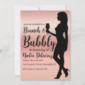 Rosa- und Goldbrunch und Brautparty Einladung (Vorderseite)