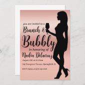 Rosa- und Goldbrunch und Brautparty Einladung (Vorne/Hinten)