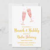 Rosa- und Goldbrunch und Brautparty Einladung (Vorderseite)