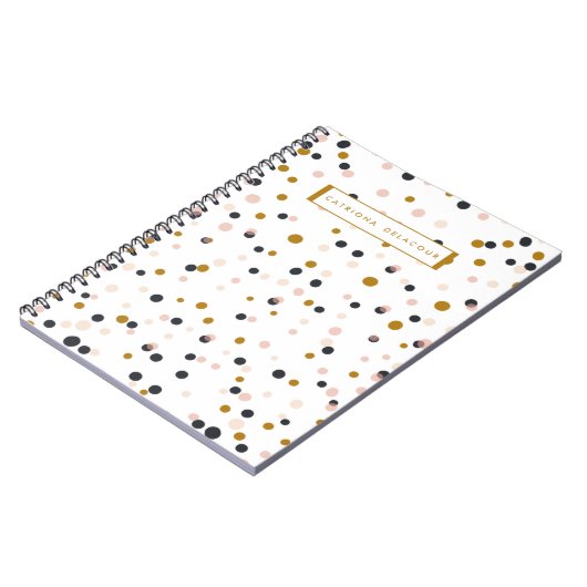 Rosa und Goldconfetti-personalisiertes Notizbuch Notizblock (Linke Seite)