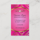 Rosa und Golddamast-Foto-Geschäfts-Karte Visitenkarte (Rückseite)