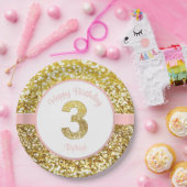 Rosa und Golddritter Geburtstags-Teller Pappteller (Party)