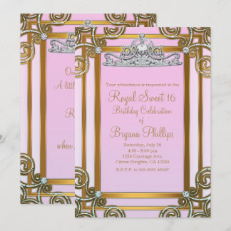 Rosa und Golddruckerin Kronjugend Tiara Sweet 16 P Einladung
