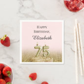 Rosa und Goldene 75. Geburtstagsservietten Serviette (Beispiel)