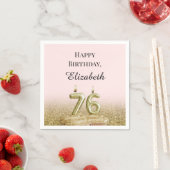 Rosa und Goldene 76. Geburtstagsservietten Serviette (Beispiel)