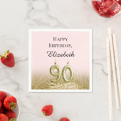 Rosa und Goldene 90. Geburtstagsservietten Serviette (Beispiel)