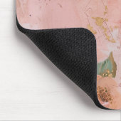 Rosa und Goldene Abstrakte Blumenkunst Mousepad (Ecke)