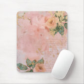 Rosa und Goldene Abstrakte Blumenkunst Mousepad (Mit Mouse)