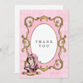 Rosa und goldene Alice im Wunderland Kinderdusche Dankeskarte (Vorne/Hinten)