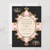 Rosa und goldene Alice im Wunderland Kinderdusche Magneteinladung (Vorderseite)