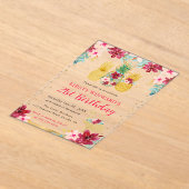 Rosa und goldene Ananas & Flamingo 21. Geburtstag Acryleinladungen (Ablage )