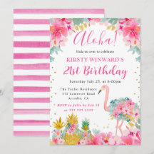 Rosa und goldene Ananas & Flamingo 21. Geburtstag