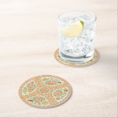 Rosa und goldene antike Rose Medallion Runder Pappuntersetzer (Vor Ort)