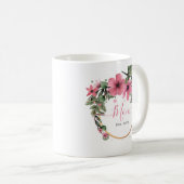 Rosa und goldene Aquarellbraun Babydusche Kaffeetasse (VorderseiteRechts)