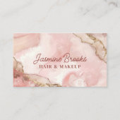 Rosa und goldene Aquarellfarbe Visitenkarte (Vorderseite)