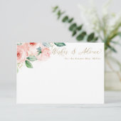 Rosa und goldene Aquarellfarben - Blumenratte Begleitkarte (Stehend Vorderseite)