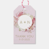 Rosa und goldene Aquarellfarben - Monogramm-Giftma Geschenkanhänger (Vorderseite)