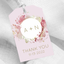 Rosa und goldene Aquarellfarben - Monogramm-Giftma