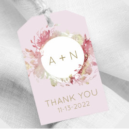 Rosa und goldene Aquarellfarben - Monogramm-Giftma Geschenkanhänger