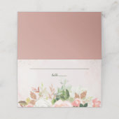 Rosa und goldene Aquarellfarben Platzkarte (Außenseite Aufgefaltet)