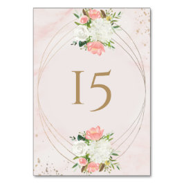 Rosa und goldene Aquarellfarben Tischnummer