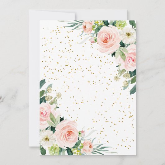 Rosa und goldene Aquarelltaufe Einladung (Rückseite)